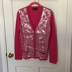 Jones New York Pink Sequin Cardigan